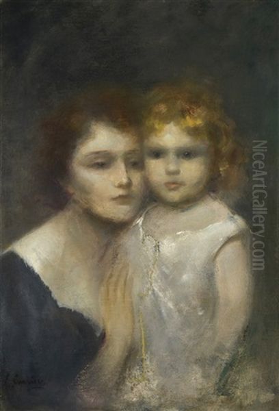 Maternidad Oil Painting by Eugene Carriere