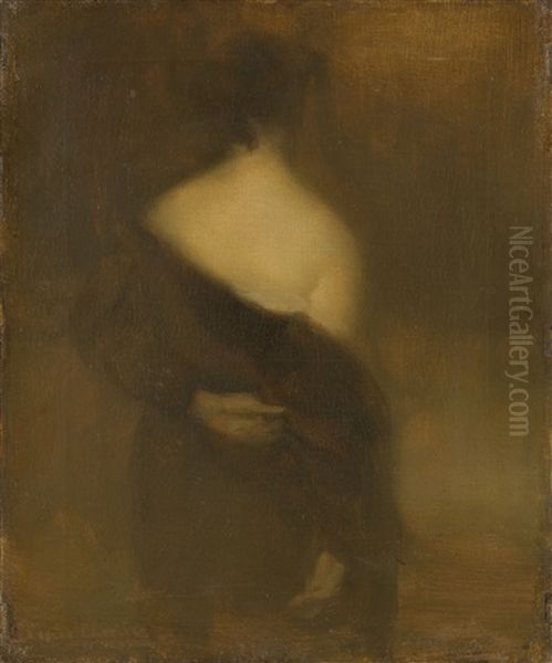 Femme De Dos, Se Deshabillant Oil Painting by Eugene Carriere