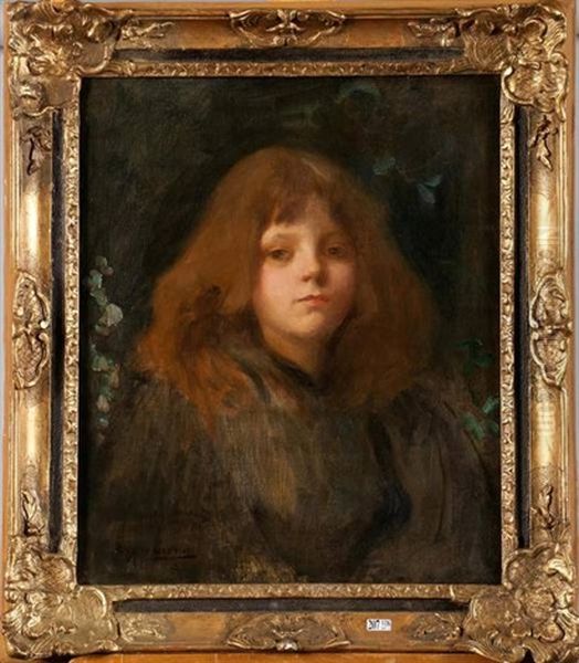 Portrait D'une Fillette Oil Painting by Eugene Carriere