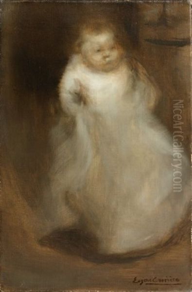 Enfant En Robe Blanche (jean-rene Carriere?) Oil Painting by Eugene Carriere