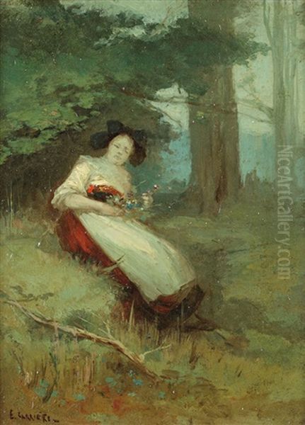 Dans Les Champs, Portrait De Femme Oil Painting by Eugene Carriere