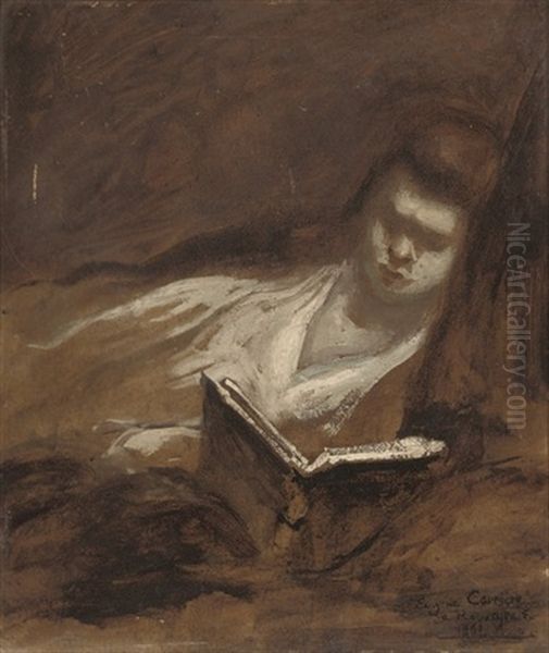 La Lecture Oil Painting by Eugene Carriere