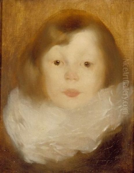 L'enfant A La Collerette Oil Painting by Eugene Carriere