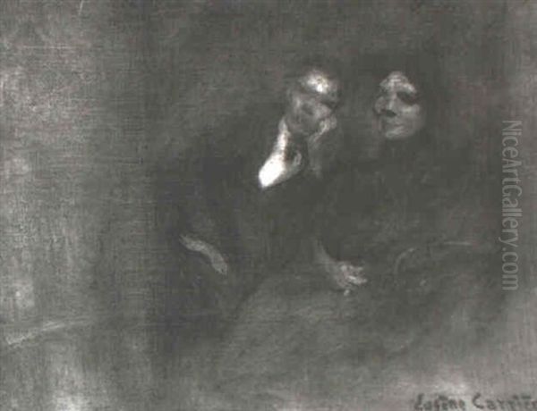 Deux Personnages Oil Painting by Eugene Carriere