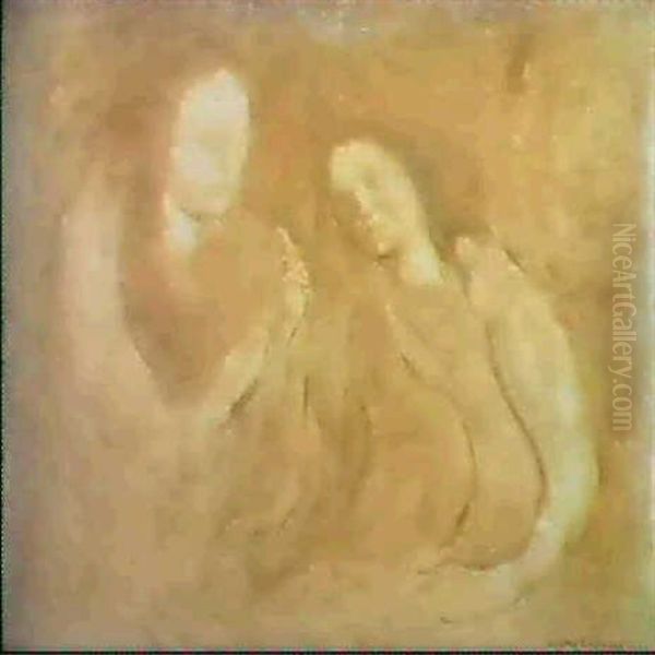 Les Deux Femmes Oil Painting by Eugene Carriere