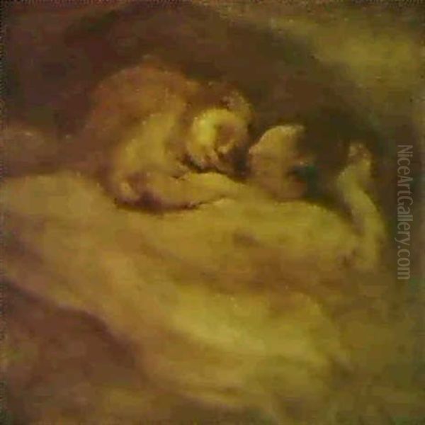 Femme Couchee Avec Un Enfant Oil Painting by Eugene Carriere