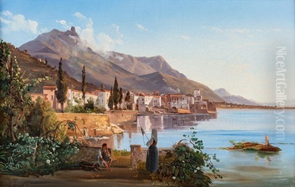 Ansicht Von Mola Di Gaeta Oil Painting by Achille Carrillo