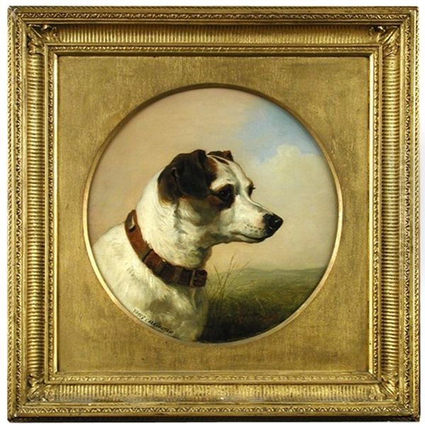 Study Of Two Terriers, The Tan And White Oil Painting by James Yates Carrington