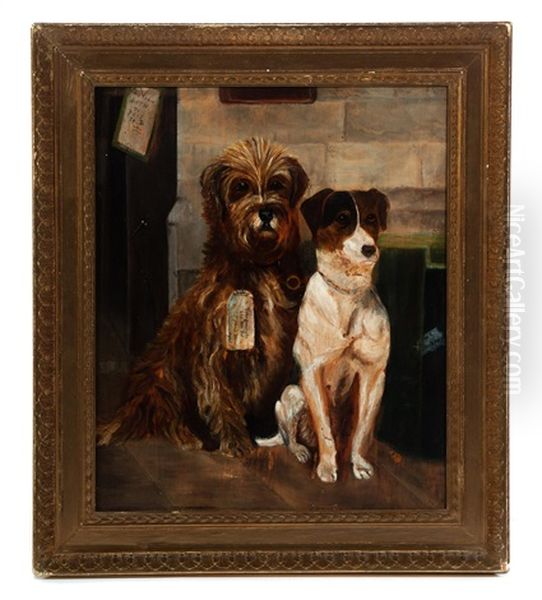 Two Dogs Oil Painting by James Yates Carrington