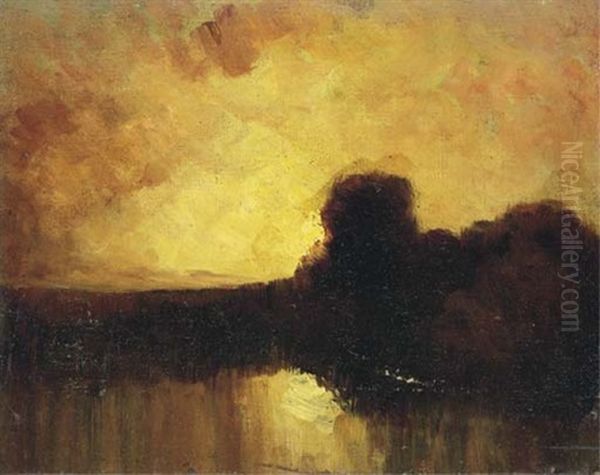 Paysage Au Lac Oil Painting by Joseph Melchior Carron