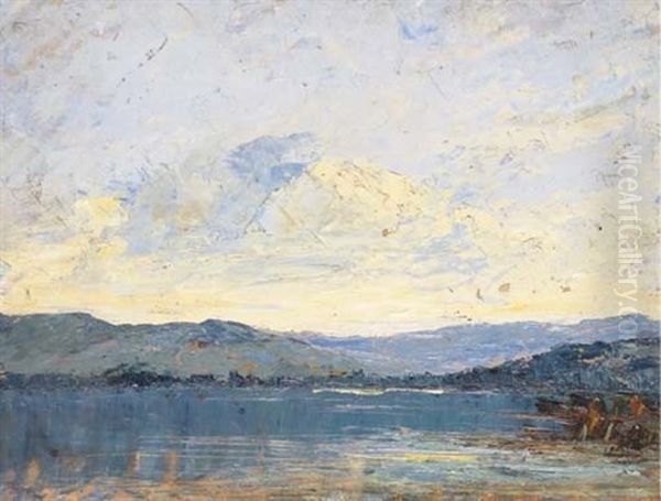 Lac Du Bourget Oil Painting by Joseph Melchior Carron