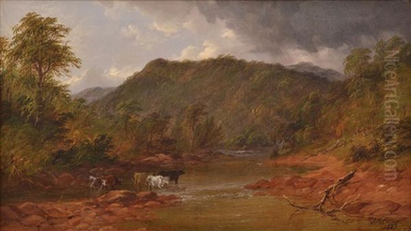 Cattle By The Lake Oil Painting by James Howe Carse