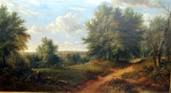 Landscape With Deer Oil Painting by James Howe Carse