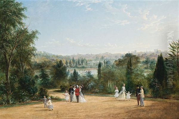 View Of Melbourne From The Botanical Gardens Oil Painting by James Howe Carse