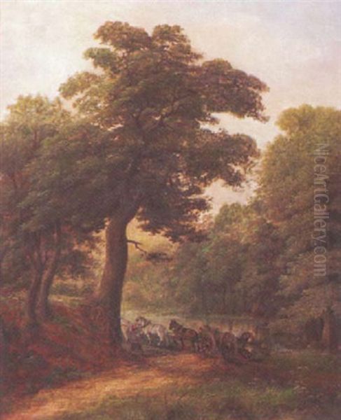 Lumbering Wood Oil Painting by James Howe Carse