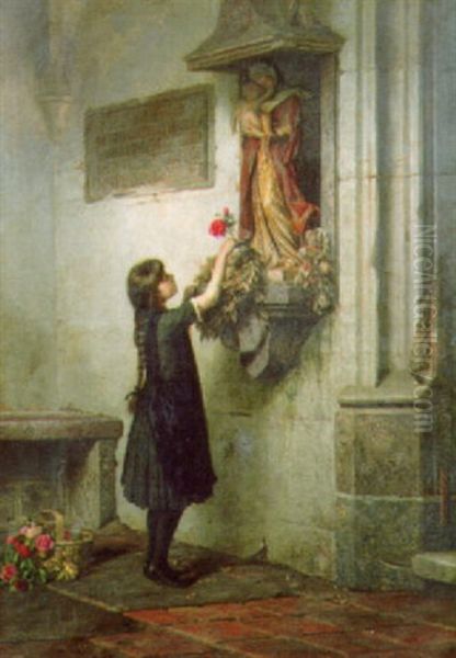 L'omaggio Alla Madonna Oil Painting by Julius Victor Carstens