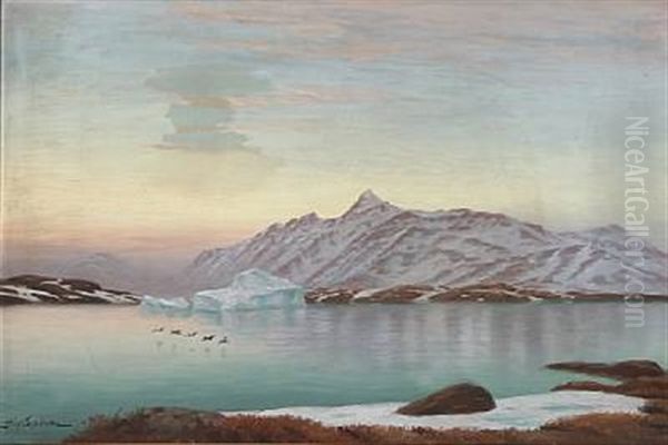 View From Greenland Oil Painting by Andreas Christian Riis Carstensen