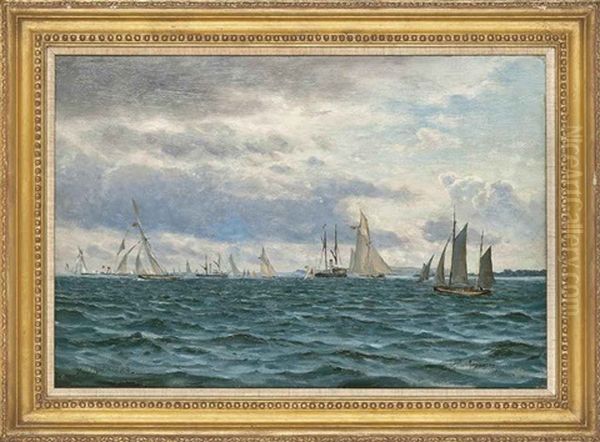 A Regatta, Middelfart Oil Painting by Andreas Christian Riis Carstensen