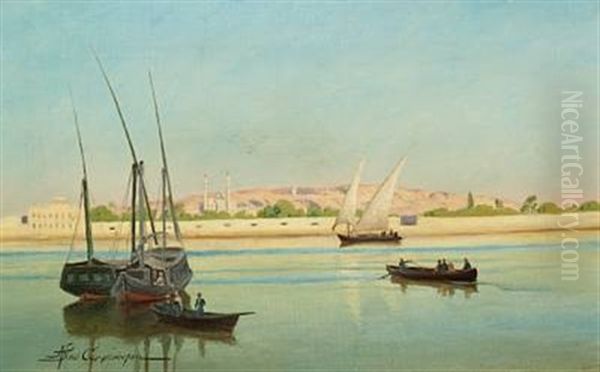 On The Nile Oil Painting by Andreas Christian Riis Carstensen