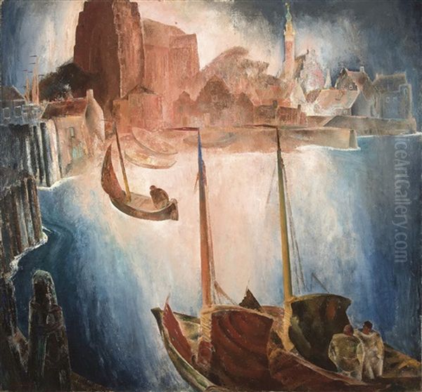 Le Port De Veere (1928) Oil Painting by Antoine (Anto) Carte