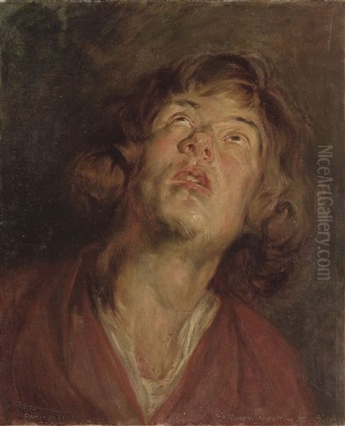 Head Of A Man (after Rubens) (1911) Oil Painting by Antoine (Anto) Carte