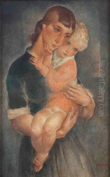 Mother And Child Oil Painting by Antoine (Anto) Carte