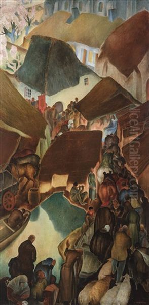 The Adoration Of The Shepherds (ca. 1925-1926) Oil Painting by Antoine (Anto) Carte