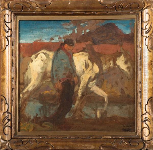 Paysan Et Son Cheval Oil Painting by Antoine (Anto) Carte