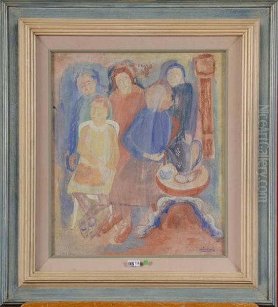 Scene De Famille Oil Painting by Antoine (Anto) Carte