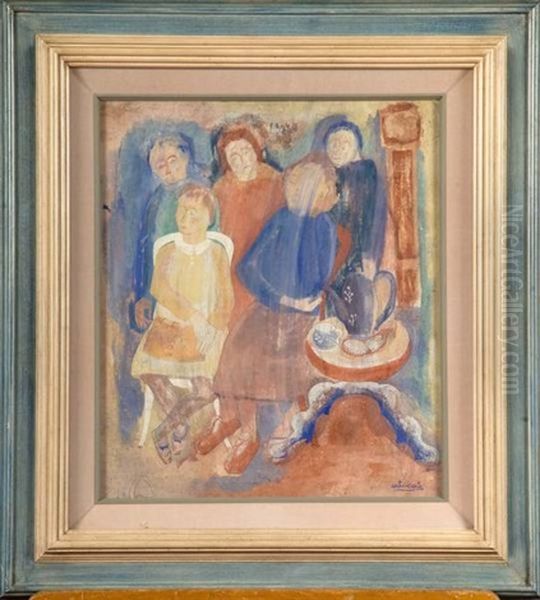 Scene De Famille Oil Painting by Antoine (Anto) Carte