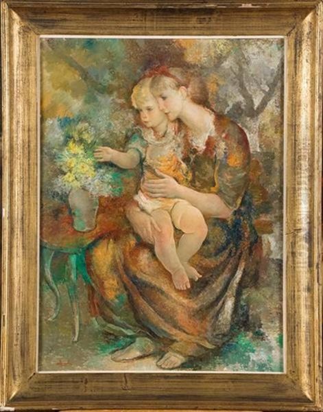 Femme Et Enfant Oil Painting by Antoine (Anto) Carte