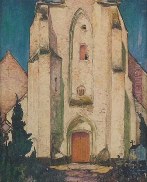 L'eglise De Knokke Oil Painting by Antoine (Anto) Carte