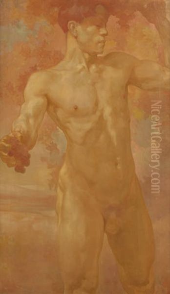 Nu Masculin A La Grappe De Raisins Oil Painting by Antoine (Anto) Carte