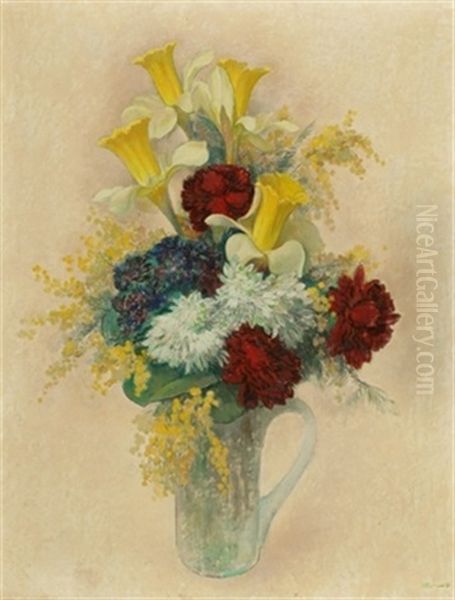 Bouquet De Fleurs Dans Une Cruche Oil Painting by Antoine (Anto) Carte