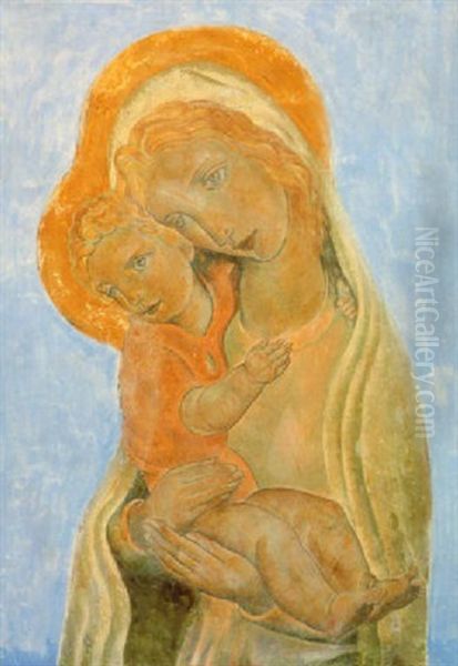 Vierge A L'enfant Oil Painting by Antoine (Anto) Carte