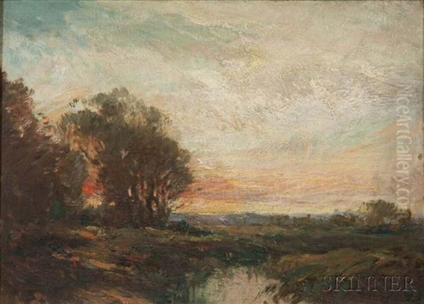 Tonalist Sunset Landscape Oil Painting by Fernando A. Carter