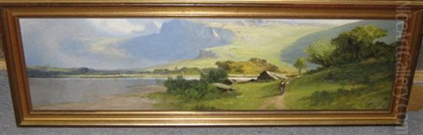 Mountain River Scene (+ Another; Pair) Oil Painting by Frank Thomas Carter