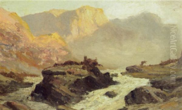 A Highland Stream Oil Painting by Frank Thomas Carter