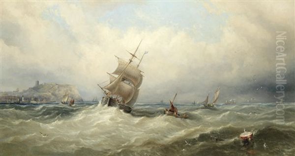 Shipping Off Scarborough Oil Painting by Joseph Newington Carter