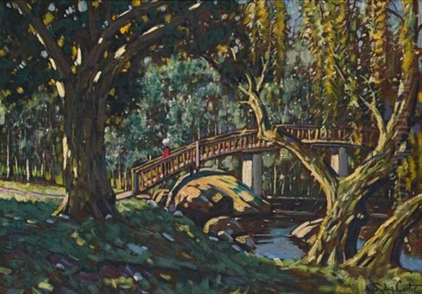 Crossing The Bridge Oil Painting by Sydney Carter