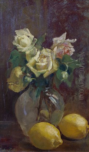 Still Life With Roses And Lemons Oil Painting by Sydney Carter