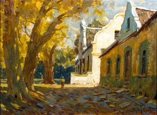 Figure In Front Of A Cape Dutch Homestead Oil Painting by Sydney Carter