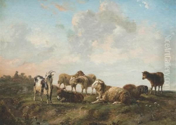 Chevres Et Moutons Oil Painting by Victor-Emile Cartier