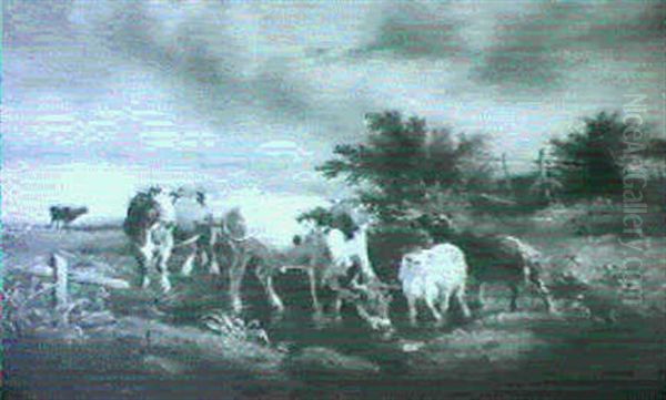 Vache Et Chevres Aupres D'un Etang Oil Painting by Victor-Emile Cartier