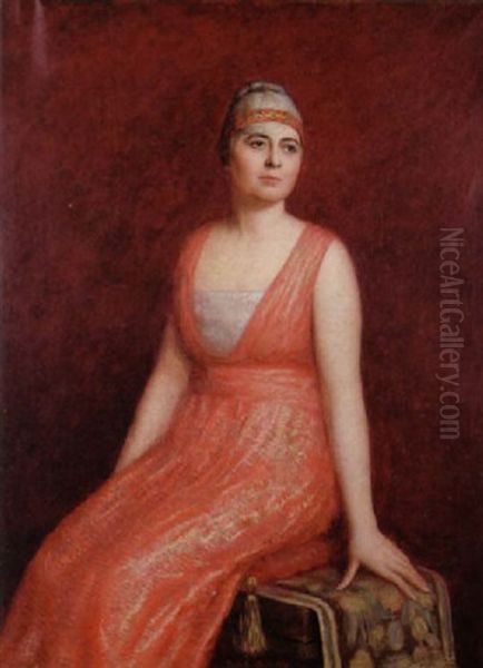 Portrait Of Mrs. Beatrice Schoellkopf Penn Oil Painting by Ercole Cartotto