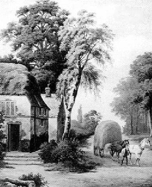 Lane Scene, Barford Near Hamrick Oil Painting by William P. Cartwright