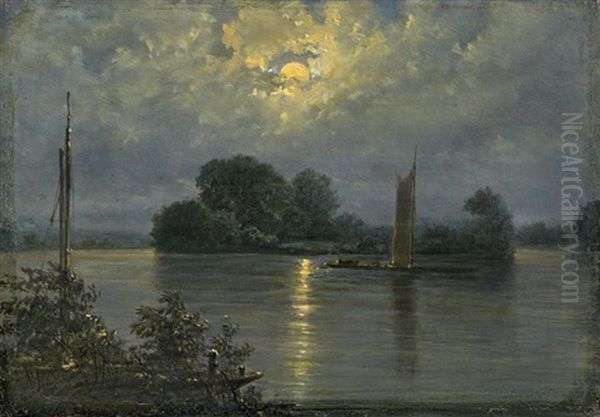 Vollmond Bei Pillnitz Oil Painting by Carl Gustav Carus