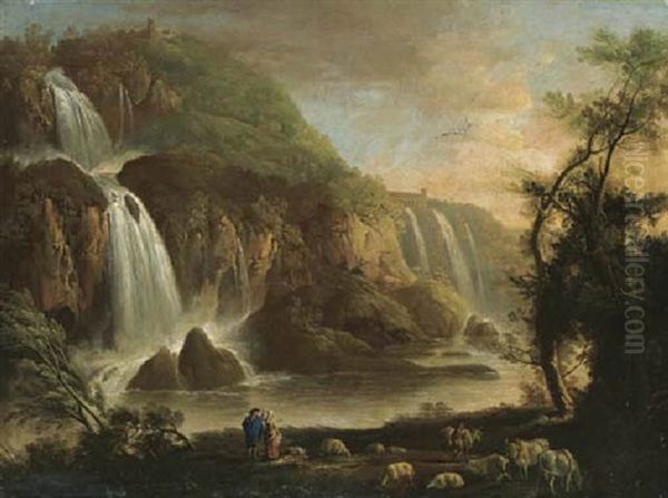 View Of The Falls At Tivoli And The Villa Of Maecenas Beyond by Robert Carver