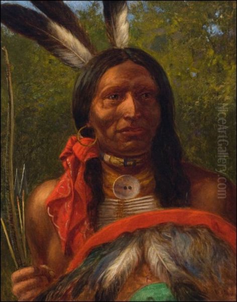 Indian Chieftain Oil Painting by William de la Montagne Cary