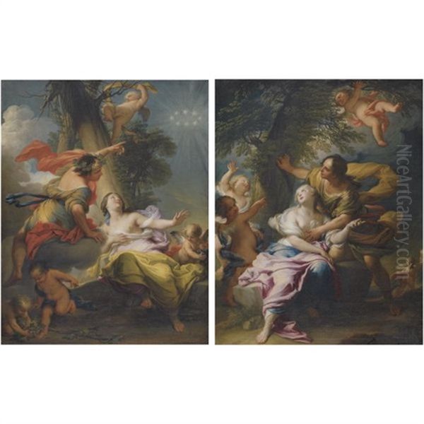 Bacchus And Ariadne (+ Angelica And Medoro; Pair) Oil Painting by Andrea Casali